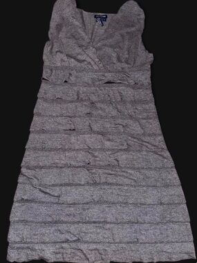 Max Edition Gray Knit V-Neck Dress